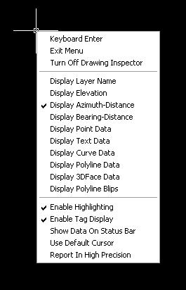 The right-click context menu displays the options for the Drawing Inspector